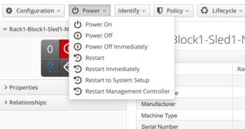 Available power operations for physical server.